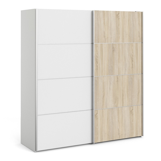 Dcap Wooden Small Wardrobe With 2 Sliding Doors In White Oak