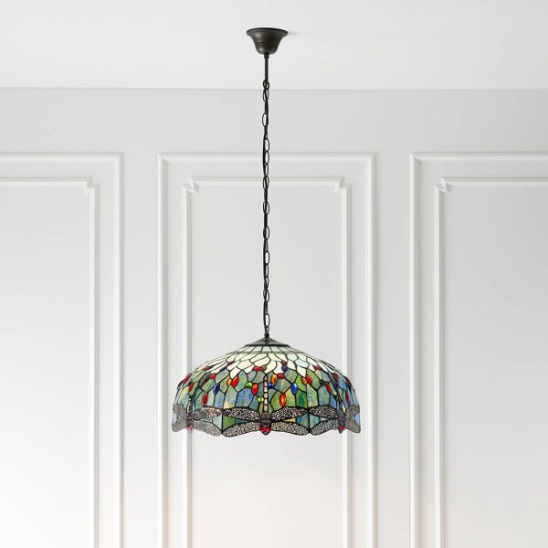Dearborn 3 Light Glass Large Pendant Ceiling Light In Blue Black | Bed Sava
