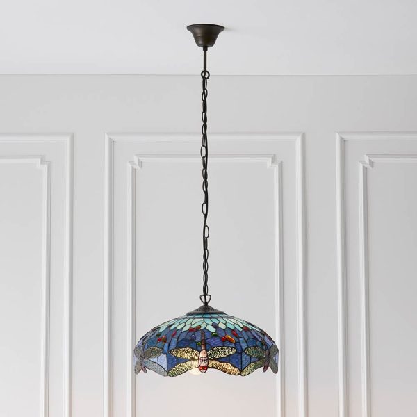 Dearborn 3 Light Glass Small Pendant Ceiling Light In Blue Black | Bed Sava