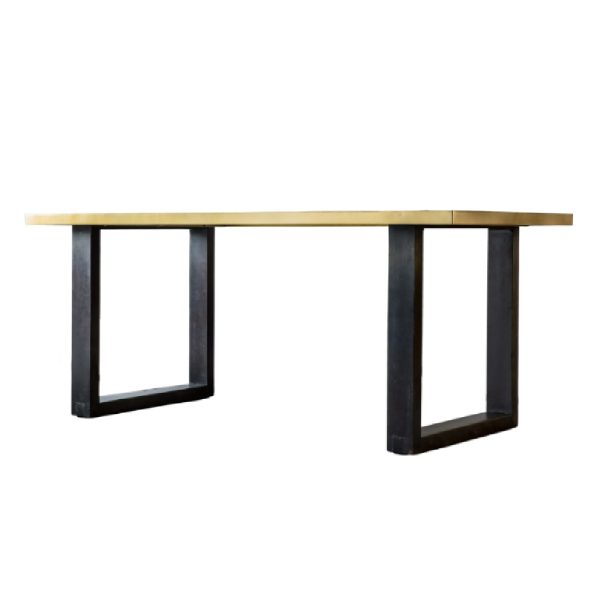 Decatur Wooden Dining Table With Black Frame In Gold | Bed Sava