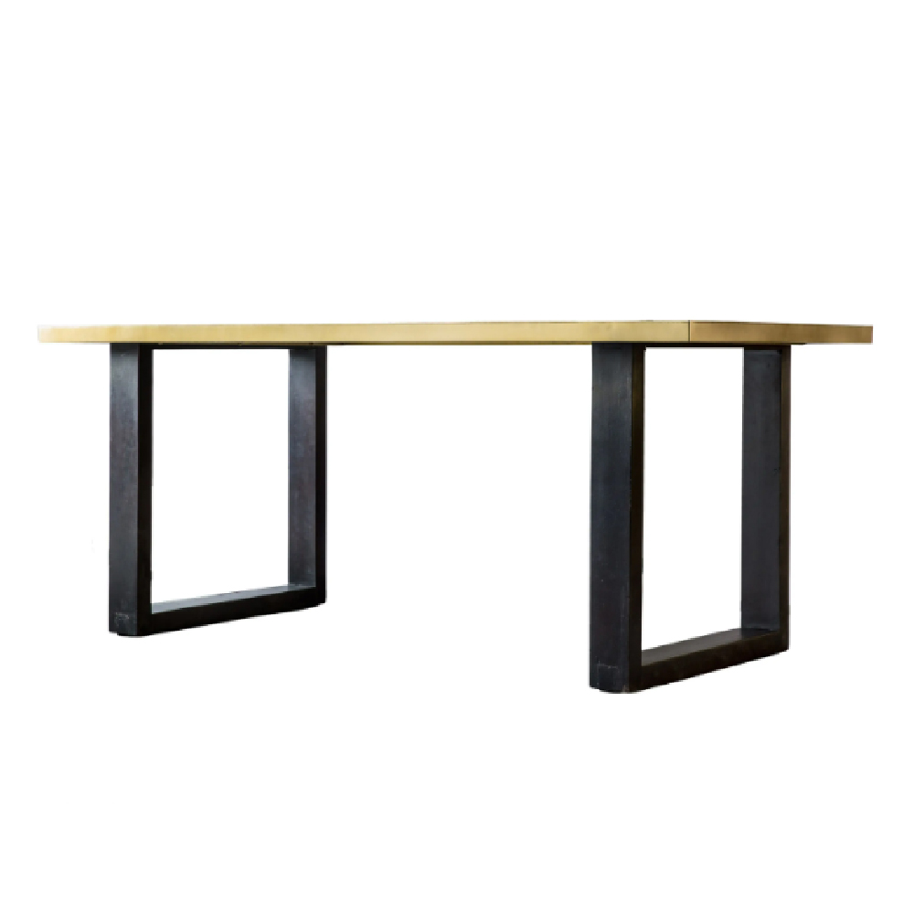 Decatur Wooden Dining Table With Black Frame In Gold