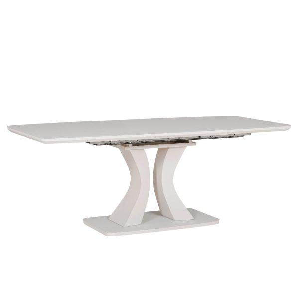 Decatur Glass Large Extending Dining Table In Greige | Bed Sava