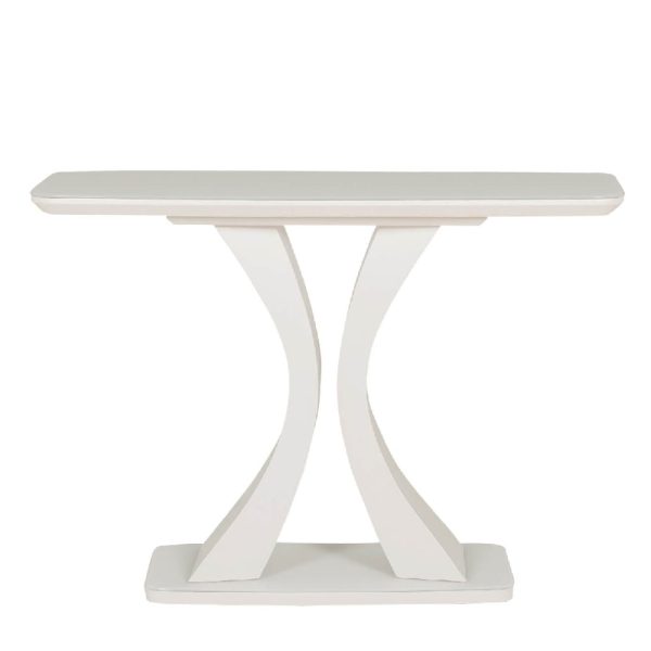 Decatur Glass Rectangular Console Table In Greige | Bed Sava