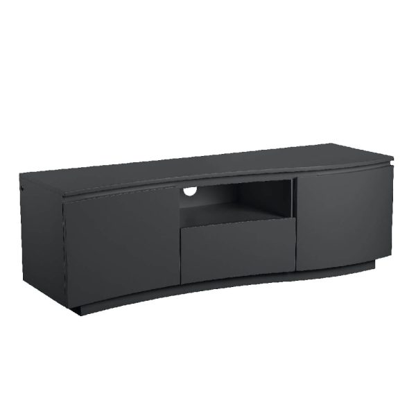 Decatur Wooden TV Stand With 2 Doors In Charcoal | Bed Sava