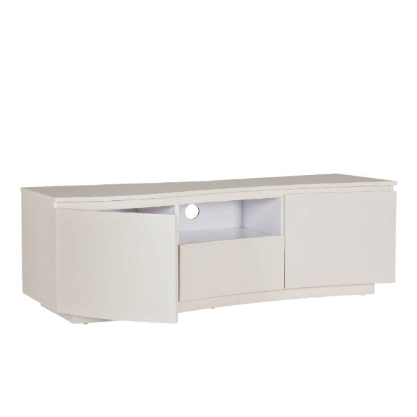 Decatur Wooden TV Stand With 2 Doors In Greige | Bed Sava
