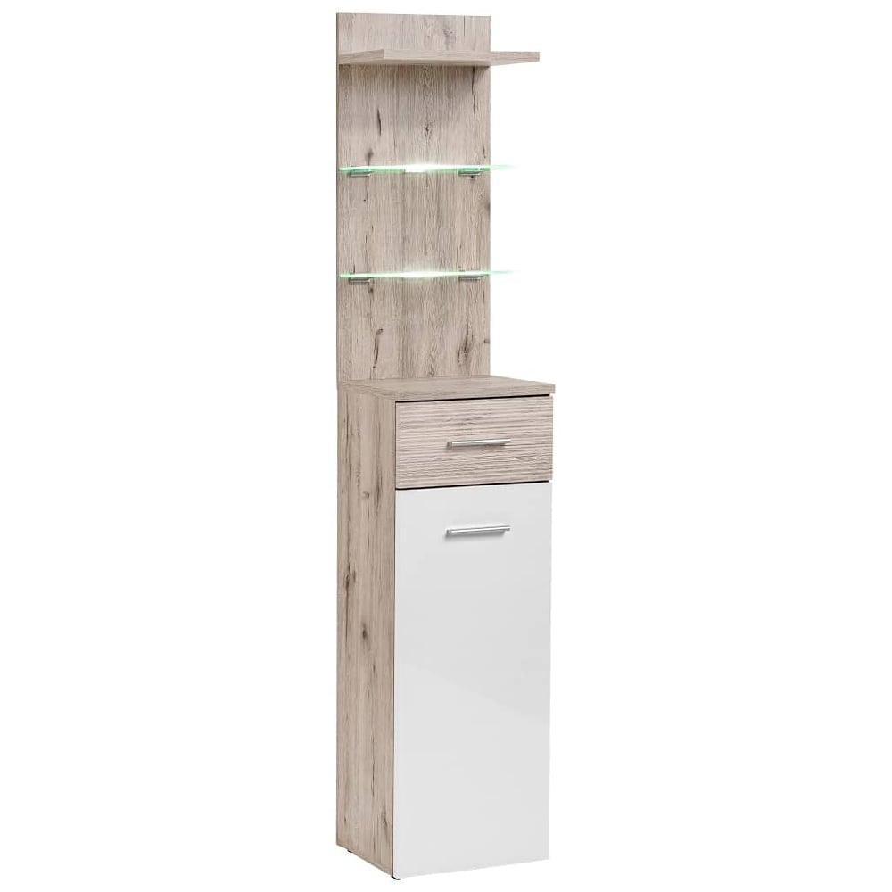Deland Wooden Hallway Cabinet With 1 Door 1 Drawer In White Oak
