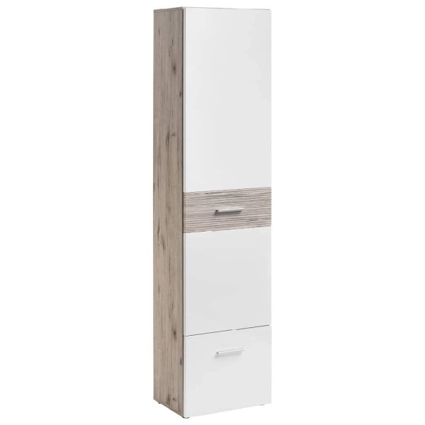 Deland Wooden Hallway Cabinet With 2 Doors In White And Oak | Bed Sava