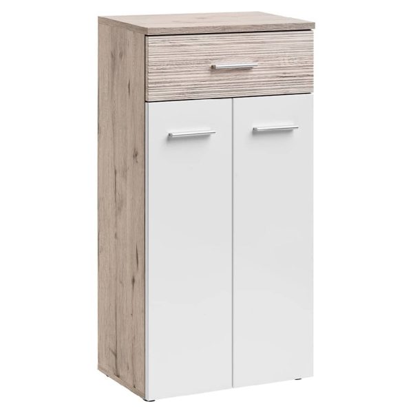 Deland Wooden Hallway Storage Cabinet With 2 Doors In White Oak | Bed Sava