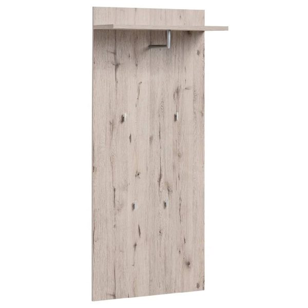 Deland Wooden Wall Coat Rack With 1 Shelf In Wellington Oak | Bed Sava