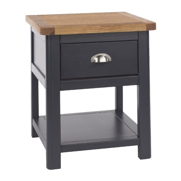Delavan Wooden Bedside Cabinet With 1 Drawer In Oak And Black | Bed Sava