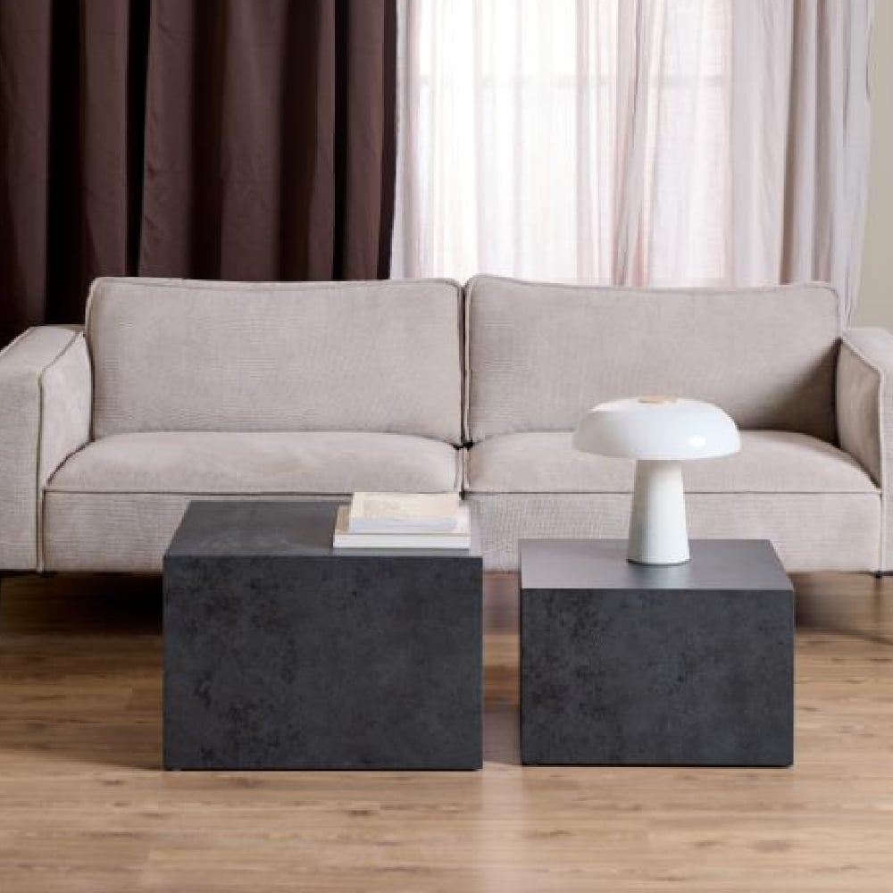Delft Wooden Nesting Coffee Tables In Grey Black