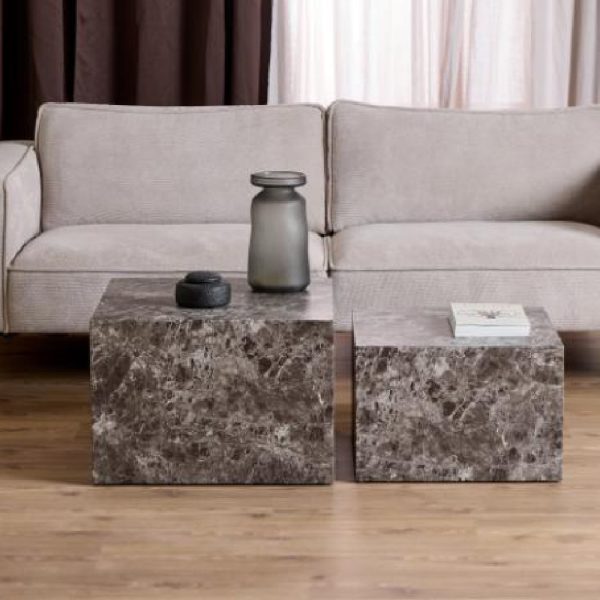 Delft Wooden Nesting Coffee Tables In Light Brown | Bed Sava