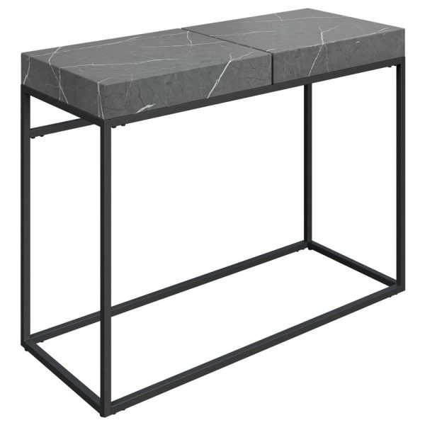 Delmar Wooden Console Table In Grey Marble Effect | Bed Sava