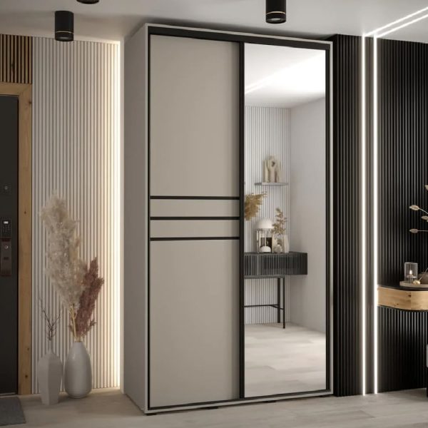 Delta Mirrored Wardrobe With 2 Sliding Doors In Cashmere | Bed Sava