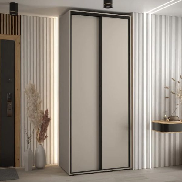 Delta Wooden Wardrobe With 2 Sliding Doors In Cashmere | Bed Sava