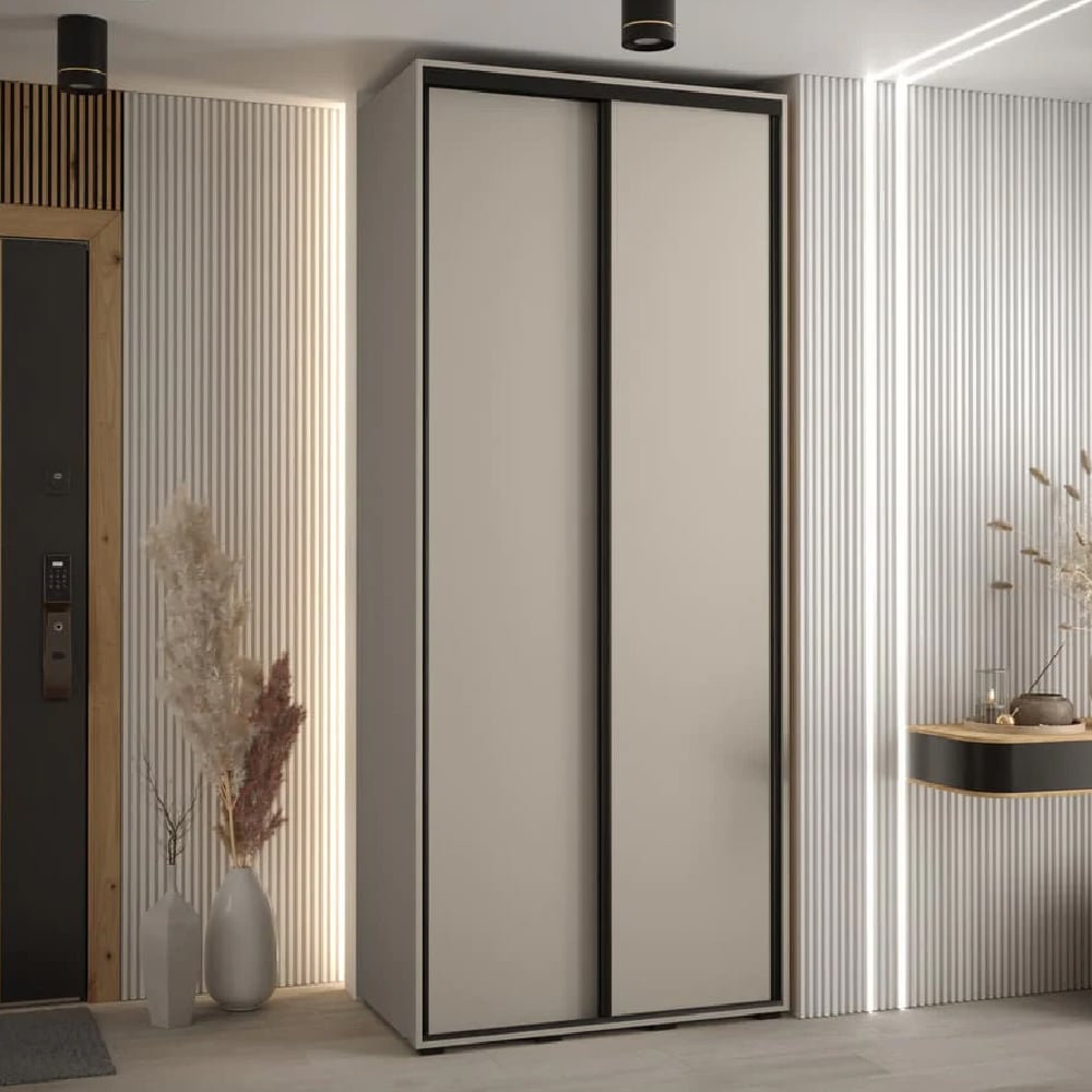 Delta Wooden Wardrobe With 2 Sliding Doors In Cashmere