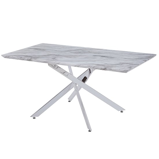 Deltino High Gloss Dining Table In Magnesia Marble Effect | Bed Sava