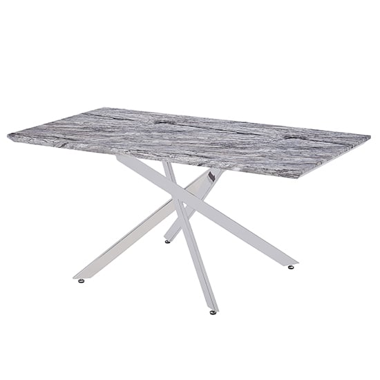 Deltino High Gloss Dining Table In Melange Marble Effect | Bed Sava