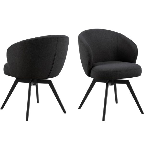 Denver Anthracite Fabric Dining Chairs With Black Legs In Pair | Bed Sava