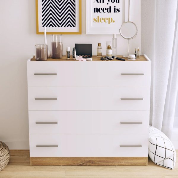 Deptford Wooden Chest Of 4 Drawers In Matt White | Bed Sava
