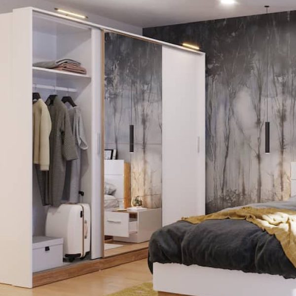 Deptford Wooden Wardrobe With 3 Sliding Doors In Matt White | Bed Sava