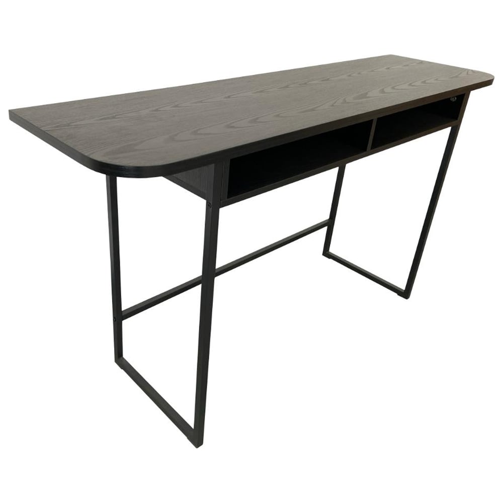 Deridder Wooden Rectangular Console Table In Ash Black