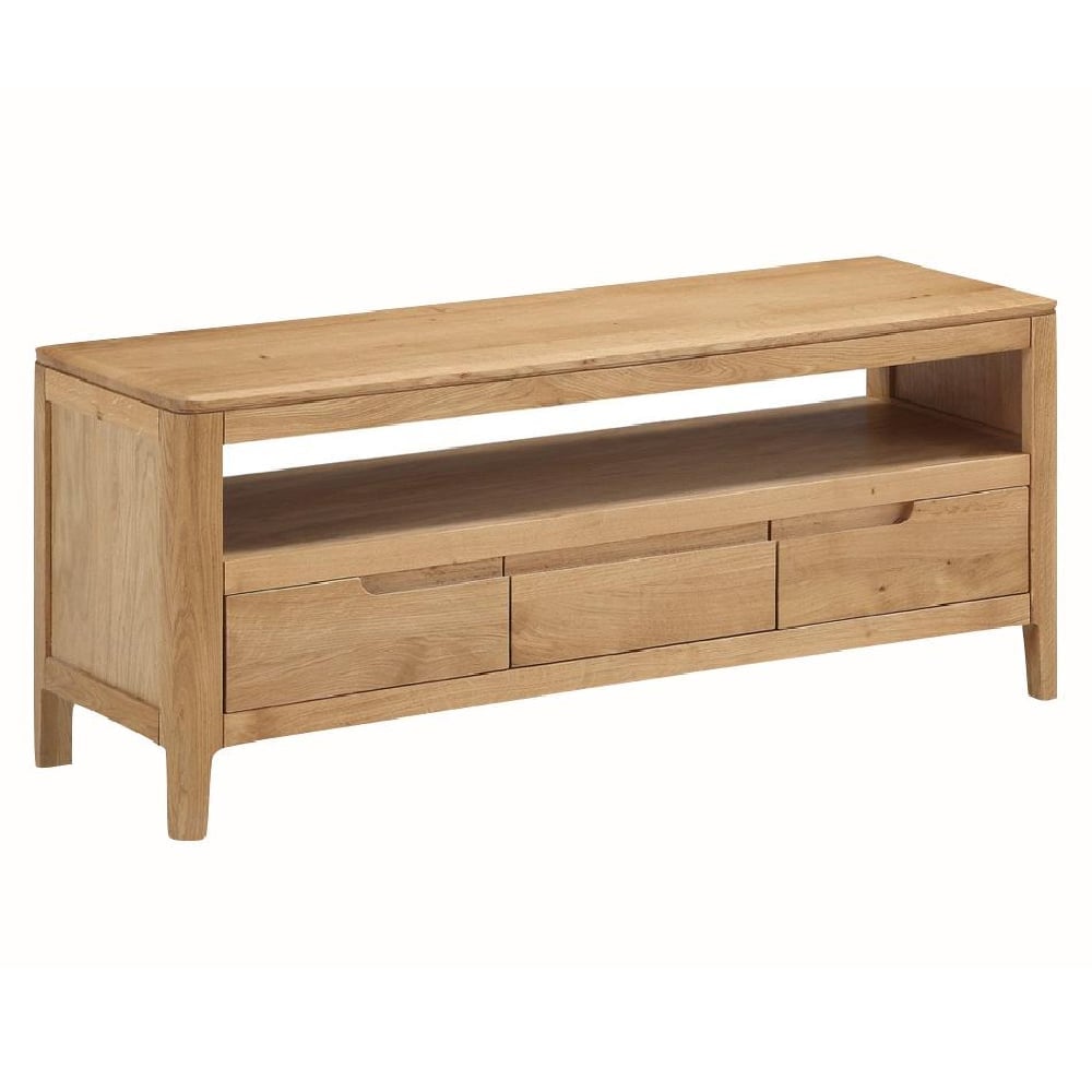 Derry Wooden TV Stand With 3 Drawers In Oak