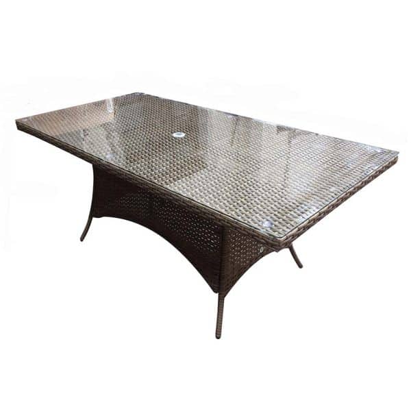 Derya Glass Top Garden Rectangular Dining Table In Natural | Bed Sava