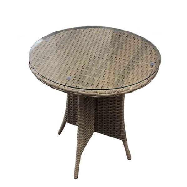Derya Glass Top Garden Round Bistro Table In Natural | Bed Sava