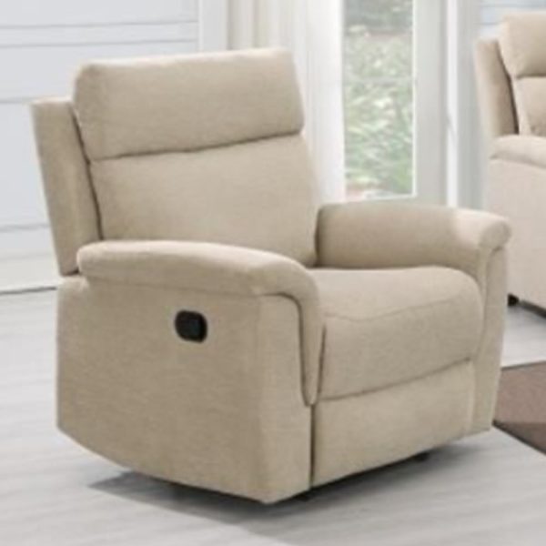 Dessel Fabric Electric Recliner 1 Seater Sofa In Natural | Bed Sava