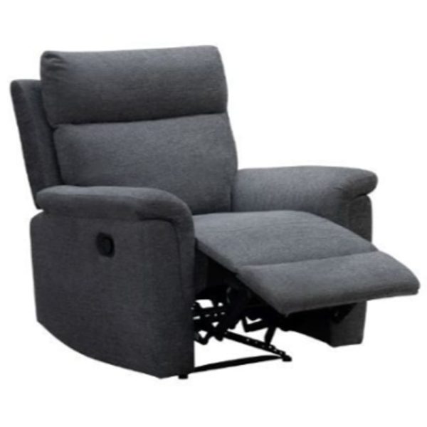 Dessel Fabric Recliner 1 Seater Sofa Chair In Grey | Bed Sava