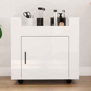 Destin High Gloss Office Pedestal Trolley In White | Bed Sava