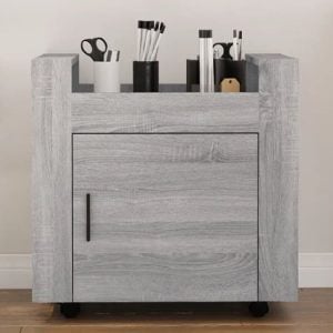 Destin Wooden Office Pedestal Trolley In Grey Sonoma Oak | Bed Sava