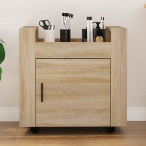 Destin Wooden Office Pedestal Trolley In Sonoma Oak | Bed Sava