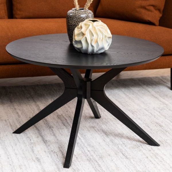 Destin Wooden Coffee Table Round In Black | Bed Sava