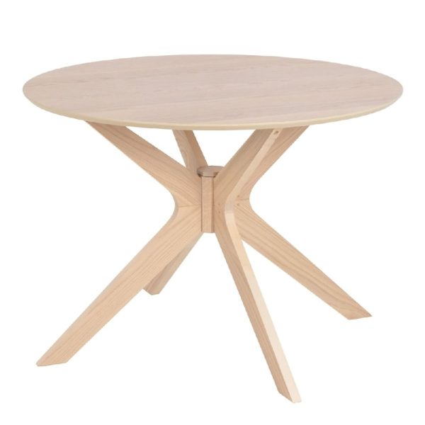 Destin Wooden Dining Table Round In White Oak | Bed Sava