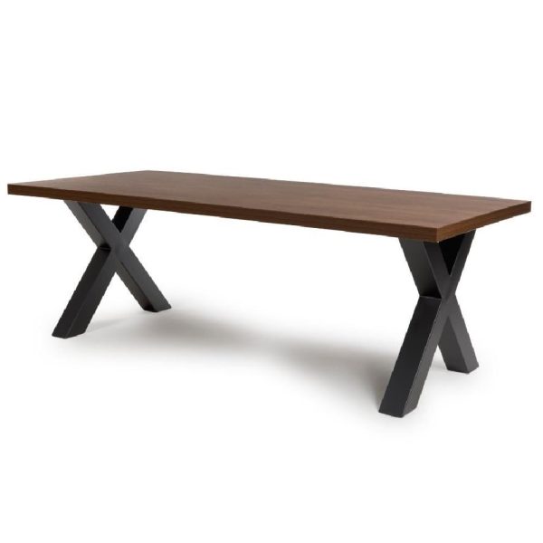 Detroit Large Wooden Dining Table With Black Legs In Smoked Oak | Bed Sava