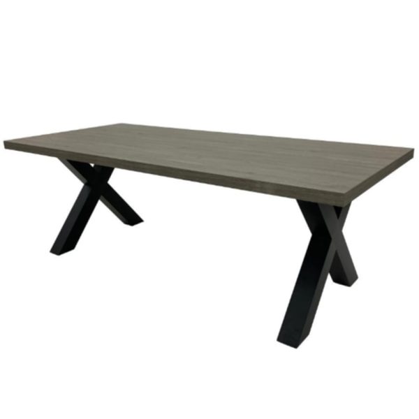 Detroit Large Wooden Rectangular Dining Table In Grey | Bed Sava