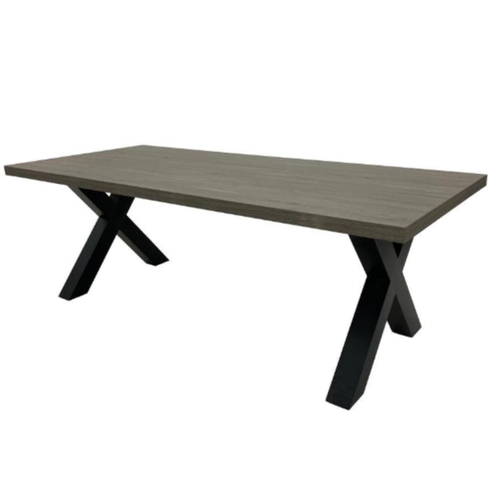 Detroit Large Wooden Rectangular Dining Table In Grey