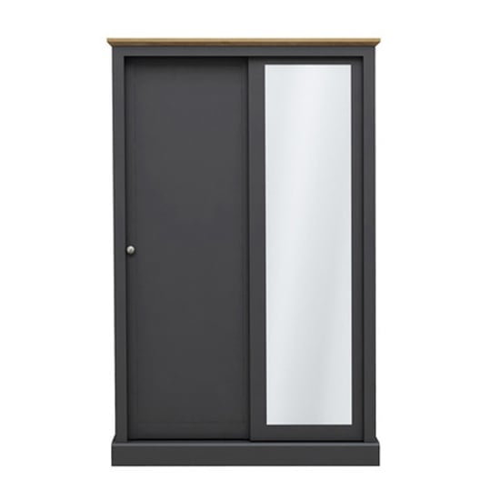 Devan Wooden Sliding Wardrobe With 2 Doors In Charcoal | Bed Sava