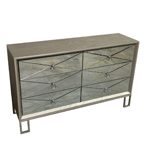 Diama Metal Chest Of 6 Drawers In Champagne | Bed Sava