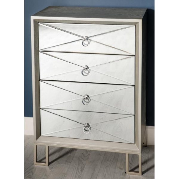 Diama Metal Chest Of 4 Drawers In Champagne | Bed Sava