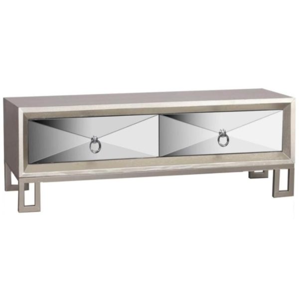 Diama Mirrored Coffee Table With 4 Drawers In Champagne | Bed Sava
