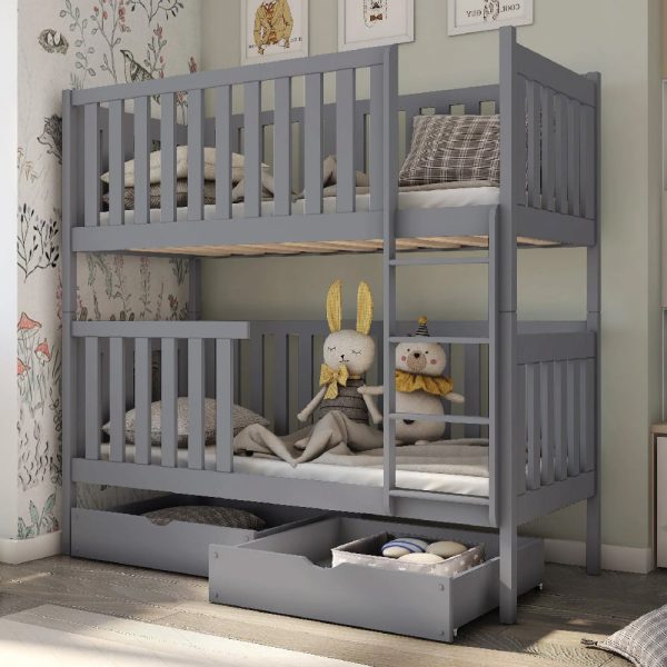 Dieppe Wooden Bunk Bed Without Mattress In Grey | Bed Sava