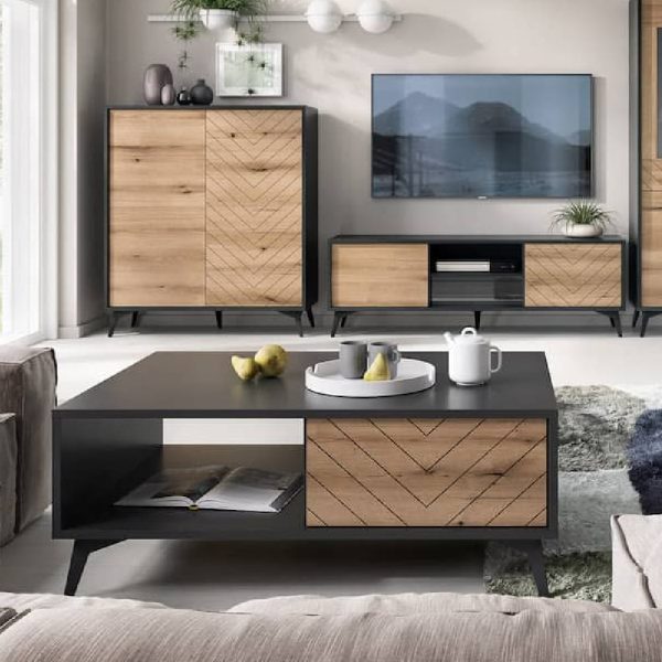 Dieppe Wooden Coffee Table With 2 Drawers In Evoke Oak | Bed Sava
