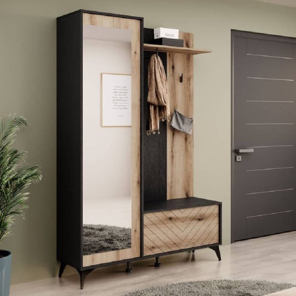 Dieppe Wooden Hallway Furniture Set In Evoke Oak | Bed Sava