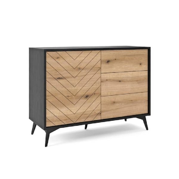 Dieppe Wooden Sideboard 1 Door 3 Drawers In Evoke Oak | Bed Sava
