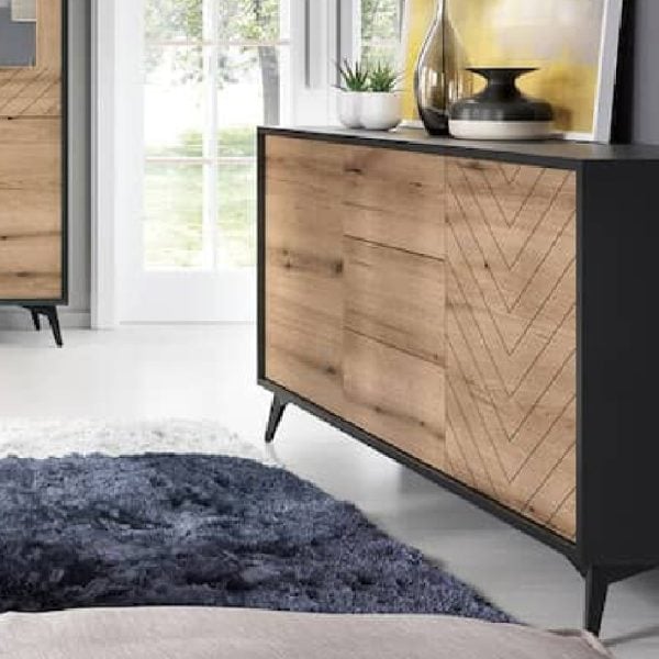 Dieppe Wooden Sideboard 2 Doors 3 Drawers In Evoke Oak | Bed Sava