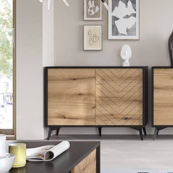 Dieppe Wooden Sideboard With 2 Doors In Evoke Oak | Bed Sava