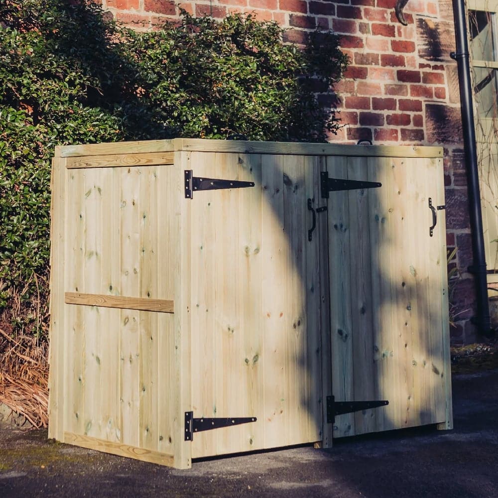 Dillon Wooden Outdoor Double Bin Store In Natural